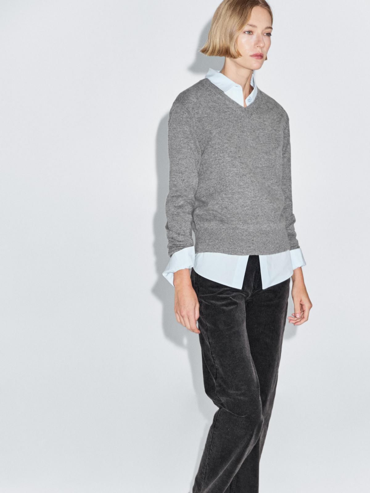 마시모두띠 베이직 울 블렌드 브이넥 니트 스웨터 5611/593 GREY MARL - 상세 이미지 4