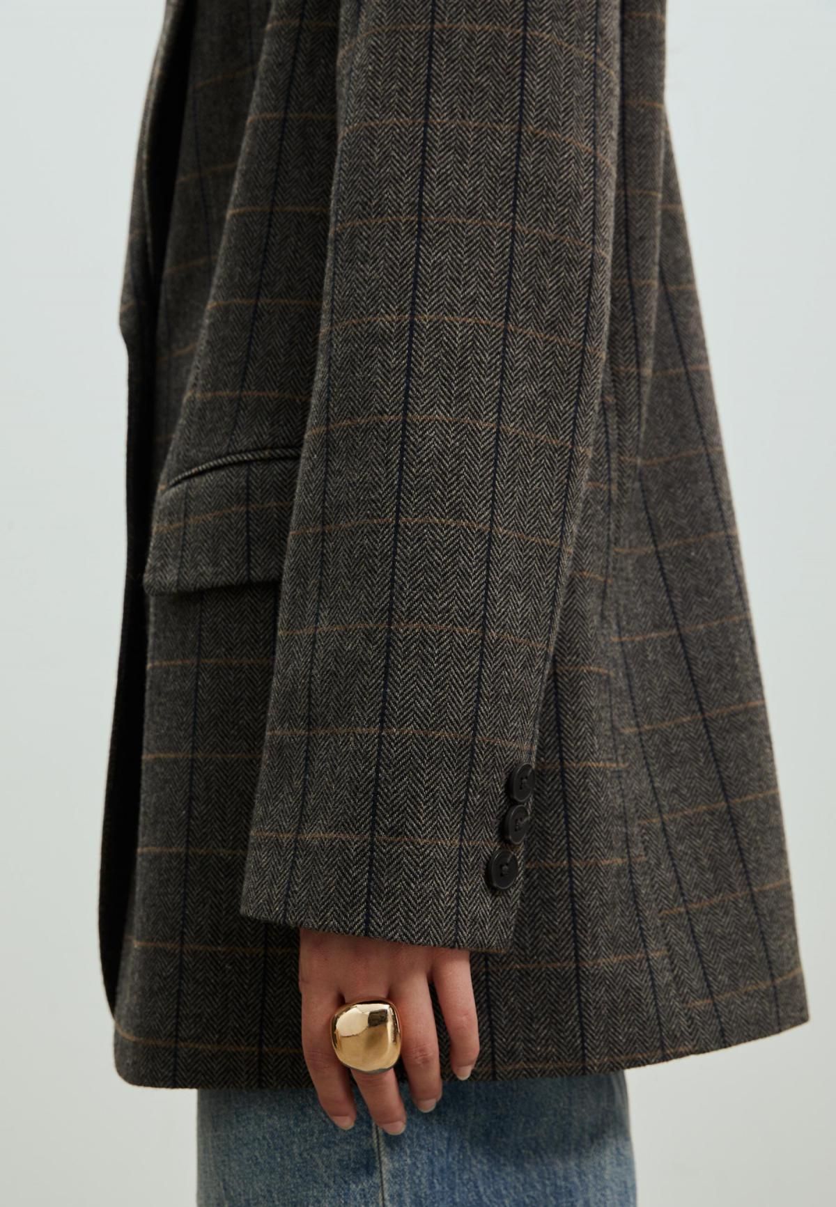 스트라디바리우스 오버사이즈 체크 테크니컬 블레이저 5948/829 DARK GREY - 상세 이미지 4