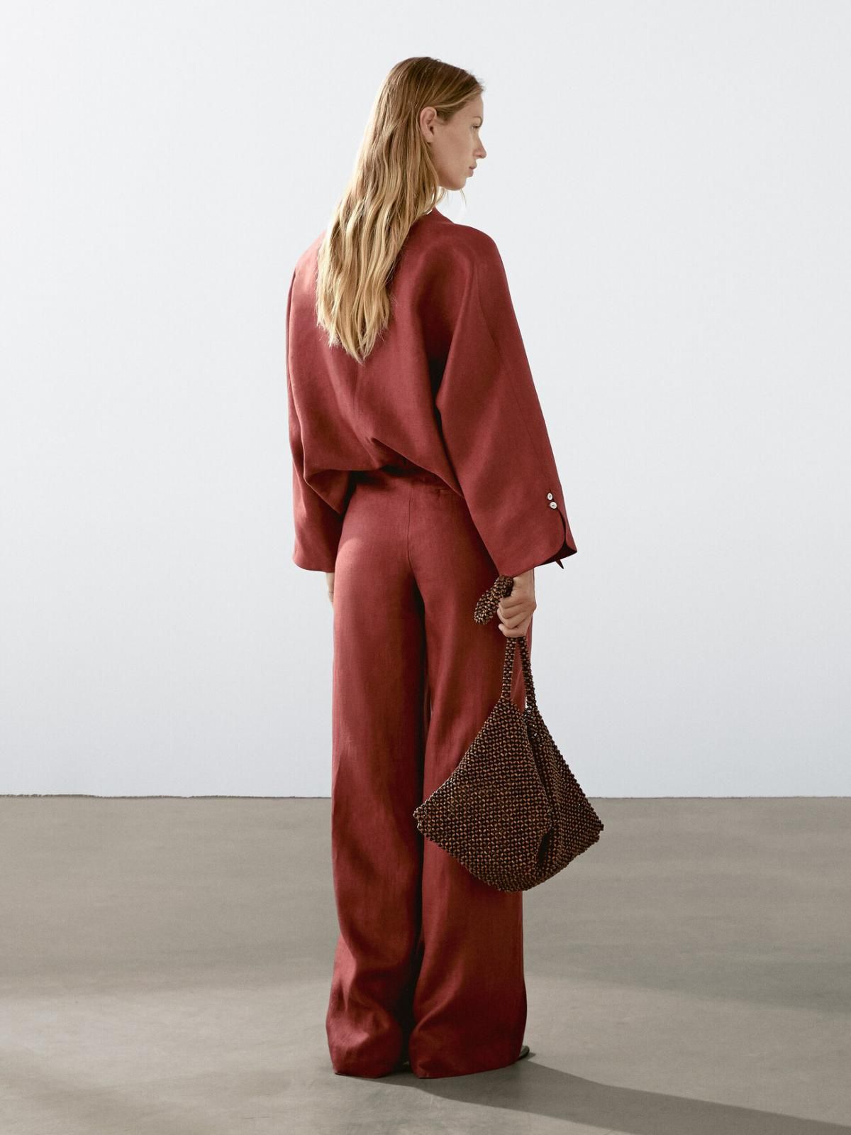 마시모두띠 내추럴 린넨 와이드 슬랙스 팬츠 5060/674 DARK PINK - 상세 이미지 5