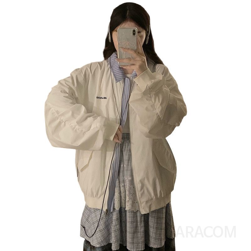 여성 빅사이즈 루즈핏 오버핏 데일리 캐주얼 바람막이 점퍼 항공점퍼 간절기 아우터 봄 가을 - 상세 이미지 5