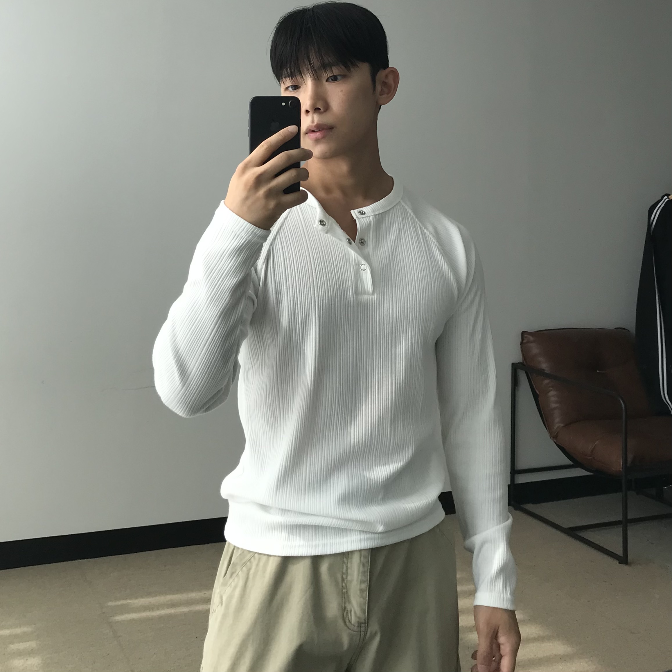하프집업 헨리넥긴팔 남자레이어드티 남성긴팔티셔츠 남자반목티 이미지 8