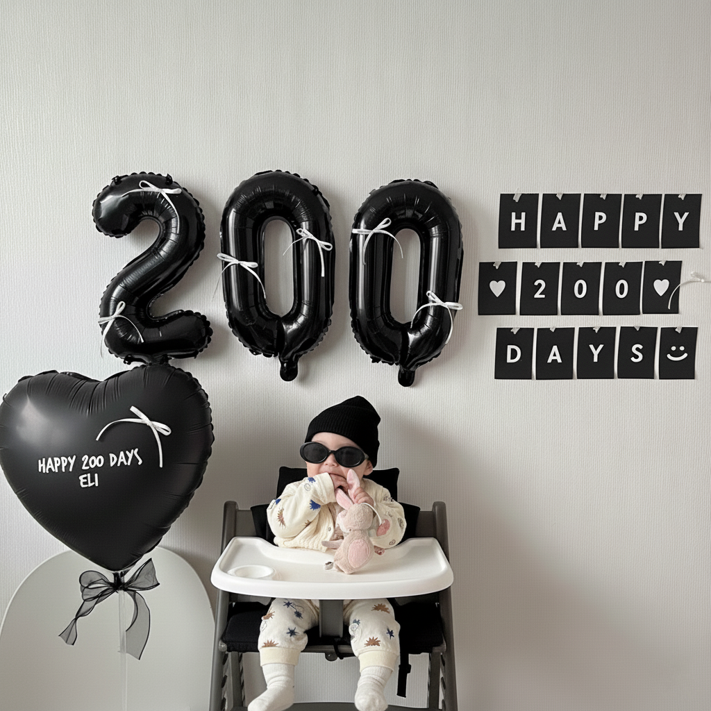 아기 200일 풍선 기념일 레터링 풍선 셀프촬영 숫자풍선