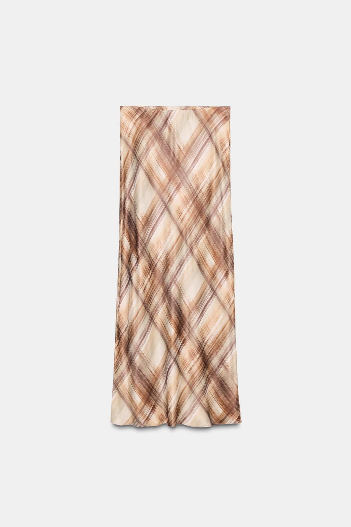 자라 패턴 새틴 밴딩 미디 스커트 5029/225 BEIGE-BROWN - 메인 이미지