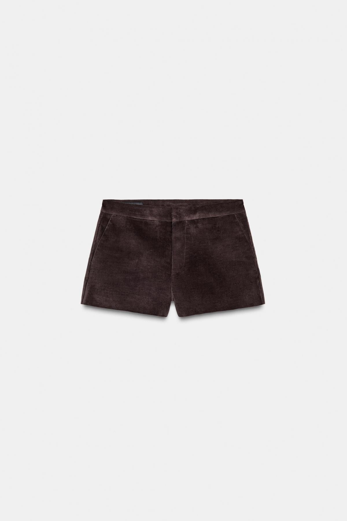 자라 벨벳 미드웨이스트 숏 팬츠 4772/520 TAUPE GREY - 메인 이미지