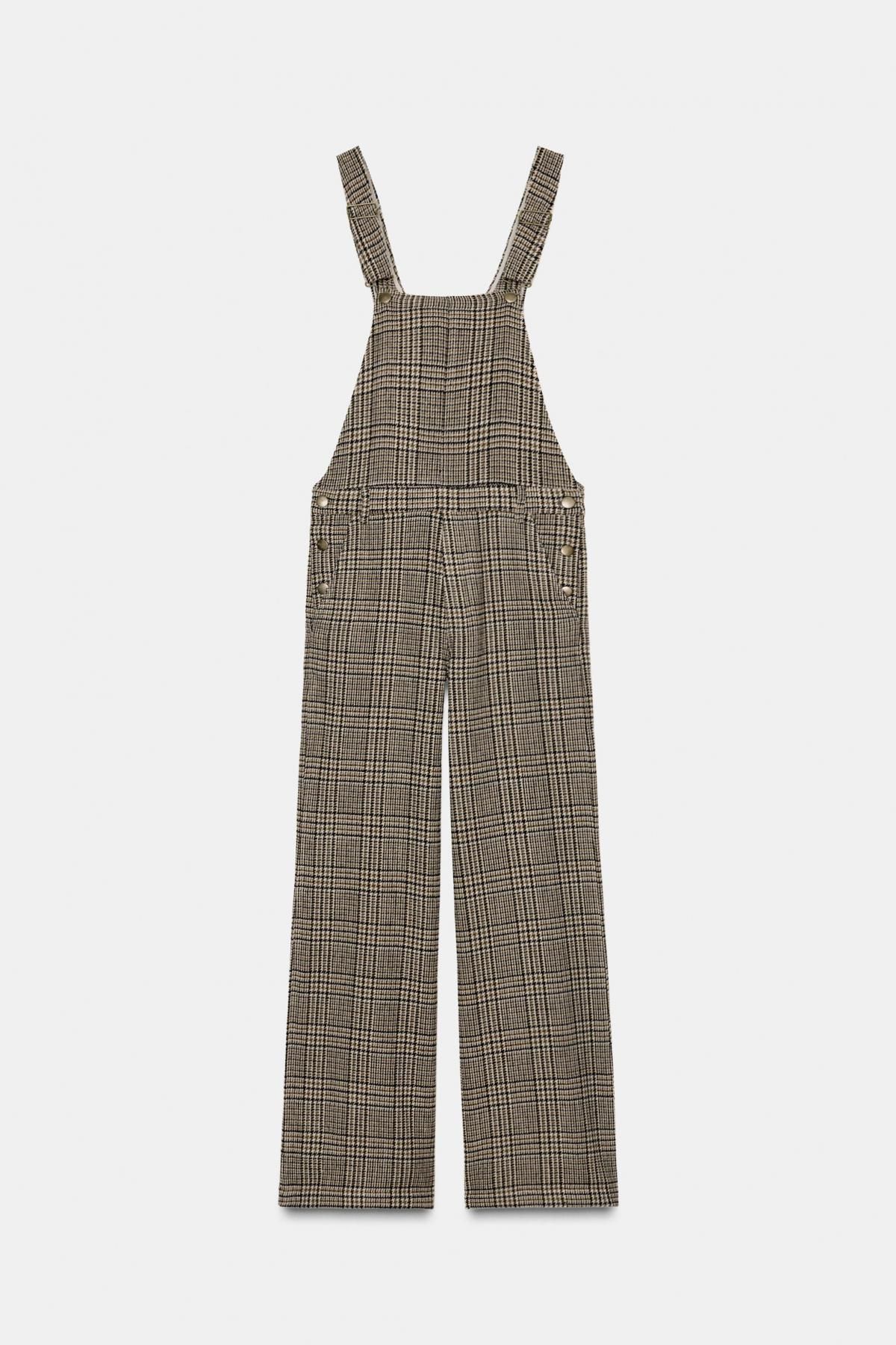 자라 클래식 체크 울 혼방 롱 점프수트 4391/280 KHAKI - 메인 이미지