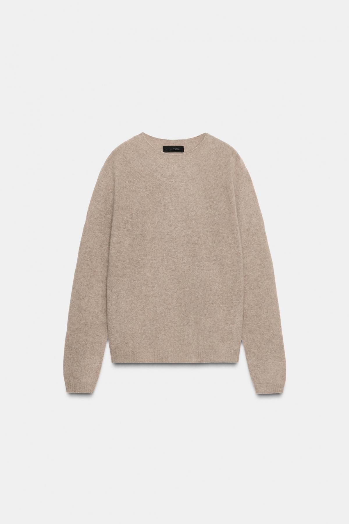 자라 프리미엄 울 캐시미어 라운드넥 긴팔 니트 스웨터 9598/112 BROWN / TAUPE - 상품 이미지