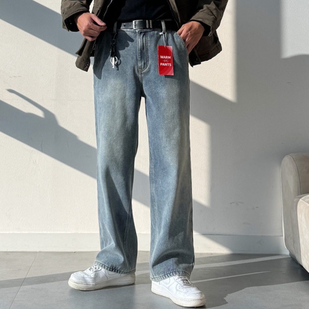 남자 틀랜 3단기장 사계절&융기모 샌드워싱 세미와이드 뒷밴딩 데님