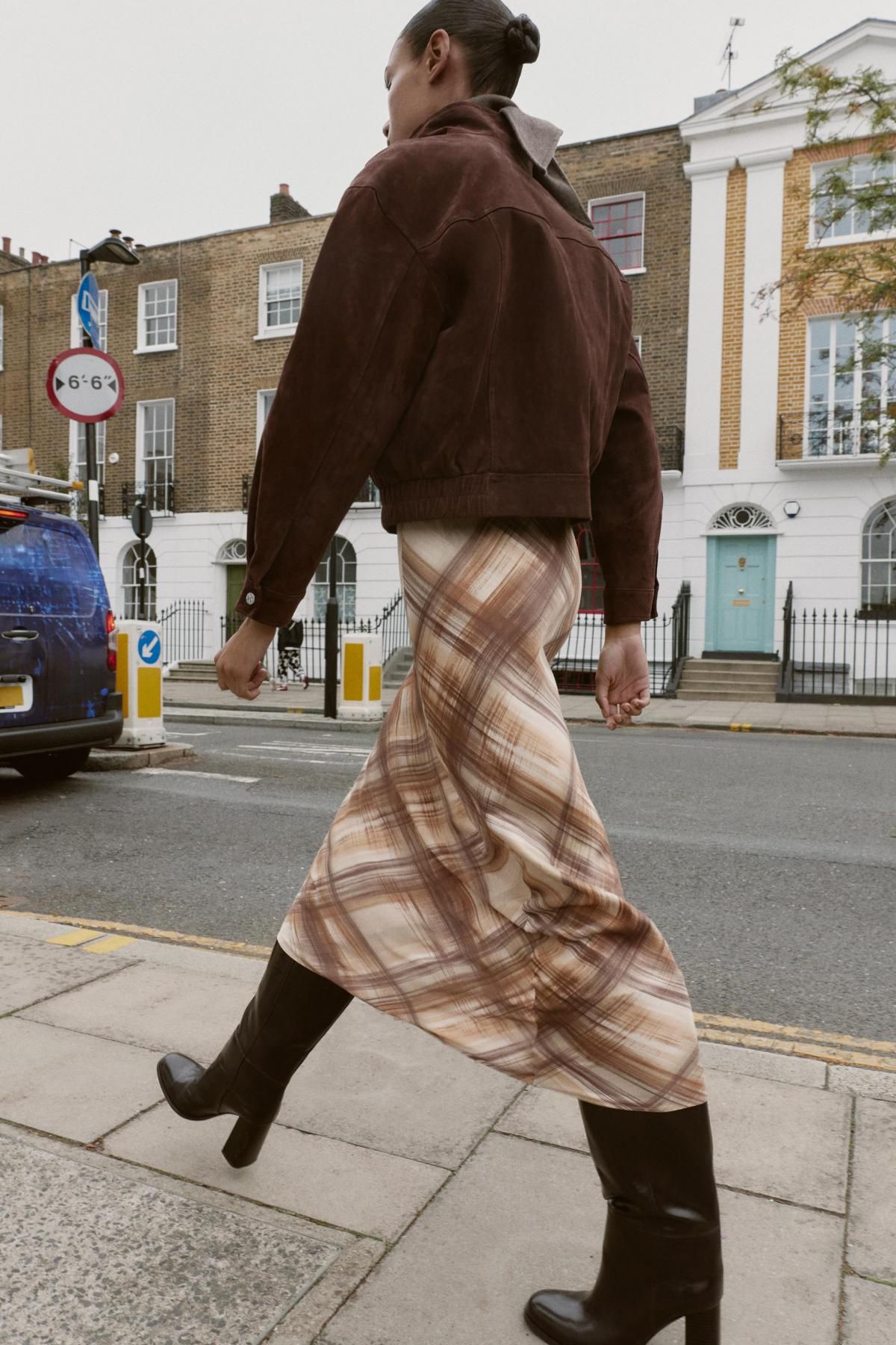 자라 패턴 새틴 밴딩 미디 스커트 5029/225 BEIGE-BROWN - 상세 이미지 5