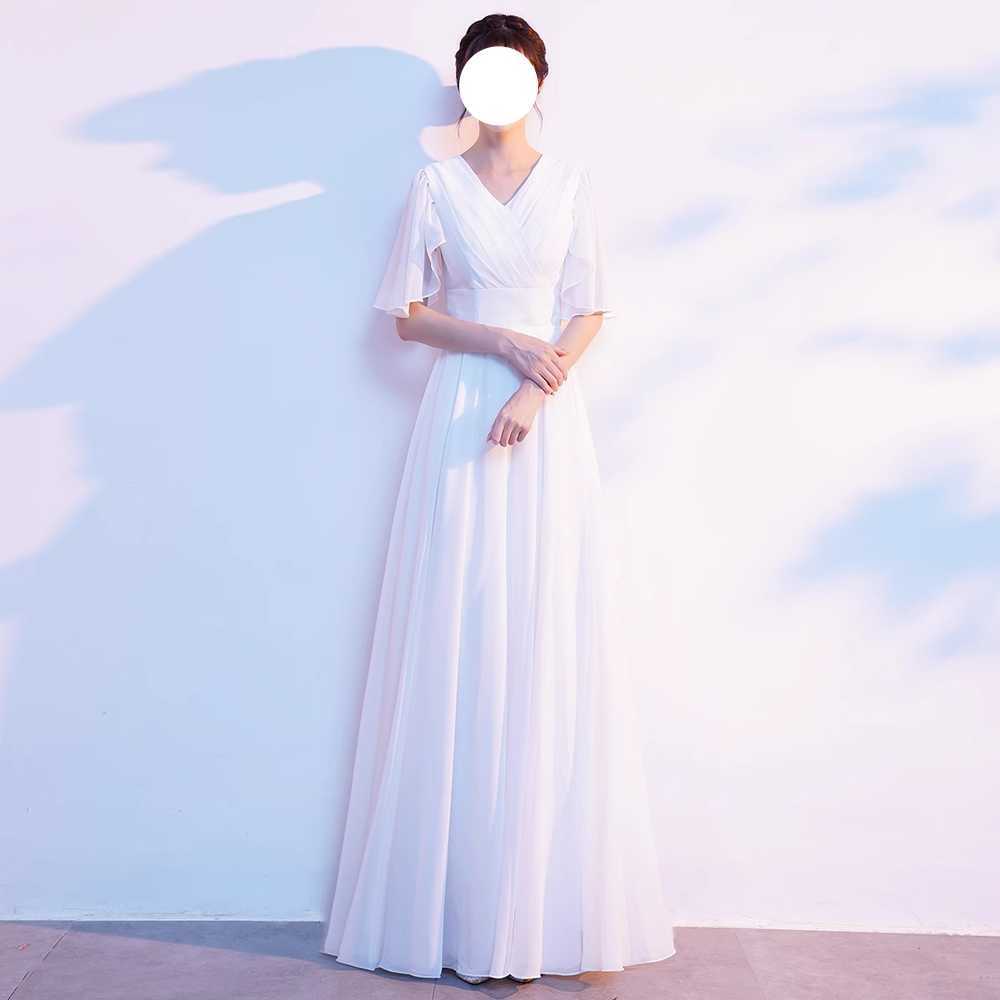 합창복 드레스 여성 무대 공연 단체 행사용 롱드레스 XS + 화이트 - 상세 이미지 2