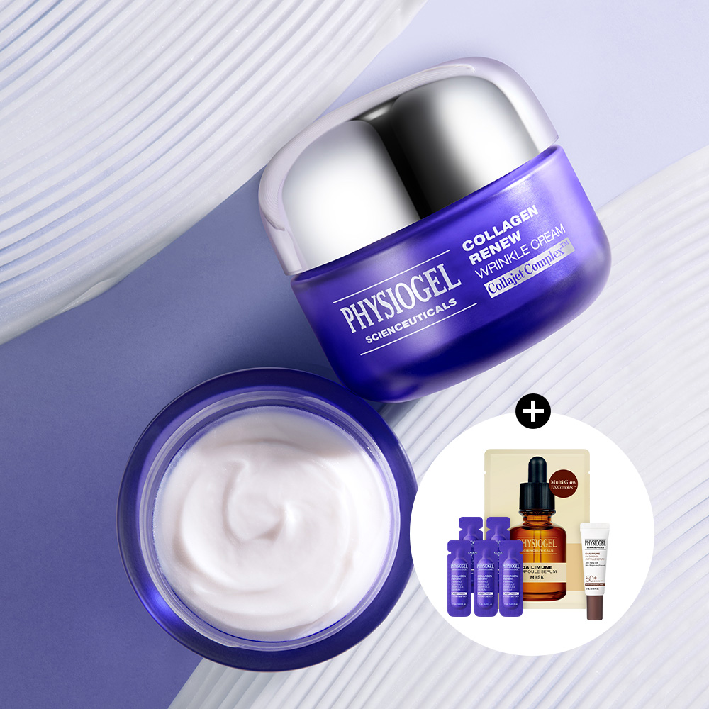 피지오겔 사이언수티컬즈 콜라겐 리뉴 링클 크림 50ml 탄력 주름 리프팅 PDRN NMN 안티에이징+(증정)앰플1mlx5개+앰플마스크1매+선세럼5ml - 상품 이미지