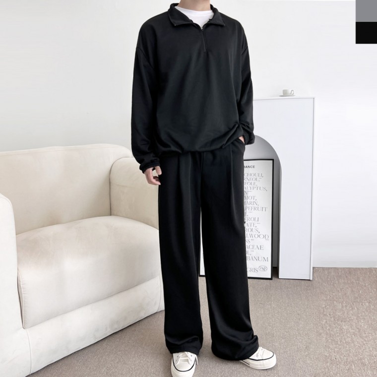 남자오버핏맨투맨핀턱와이드트레이닝세트 - 상품 이미지