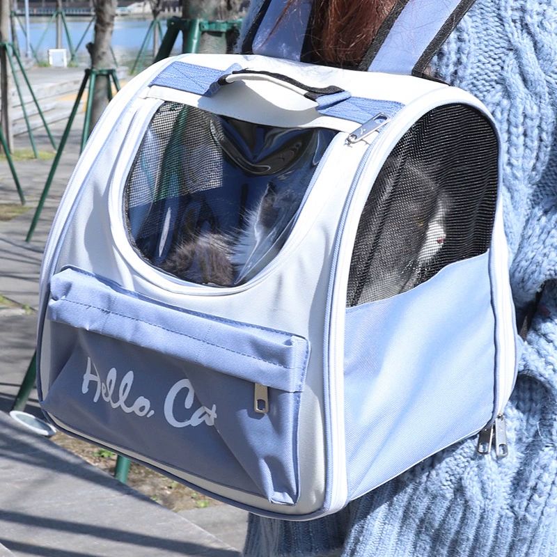 고양이 대용량 백팩 펫 캐리어 가방 휴대용 블루 7.5kg 이하 고양이용 0~9kg 강아지 고양이용 - 상세 이미지 2