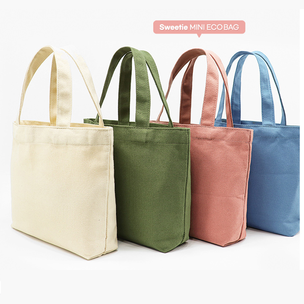 (4color)스위트미니에코백 코튼 데일리 단체에코백 클래스굿즈 감성굿즈용 - 상품 이미지