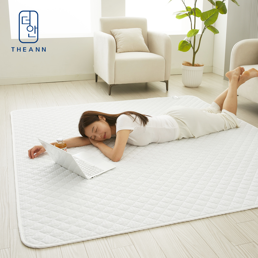 [시어서커원단] 더안 전자파없는 전기요 스마트 IOT 탄소매트 침대용 라지킹(분리난방), 180x200cm, 화이트