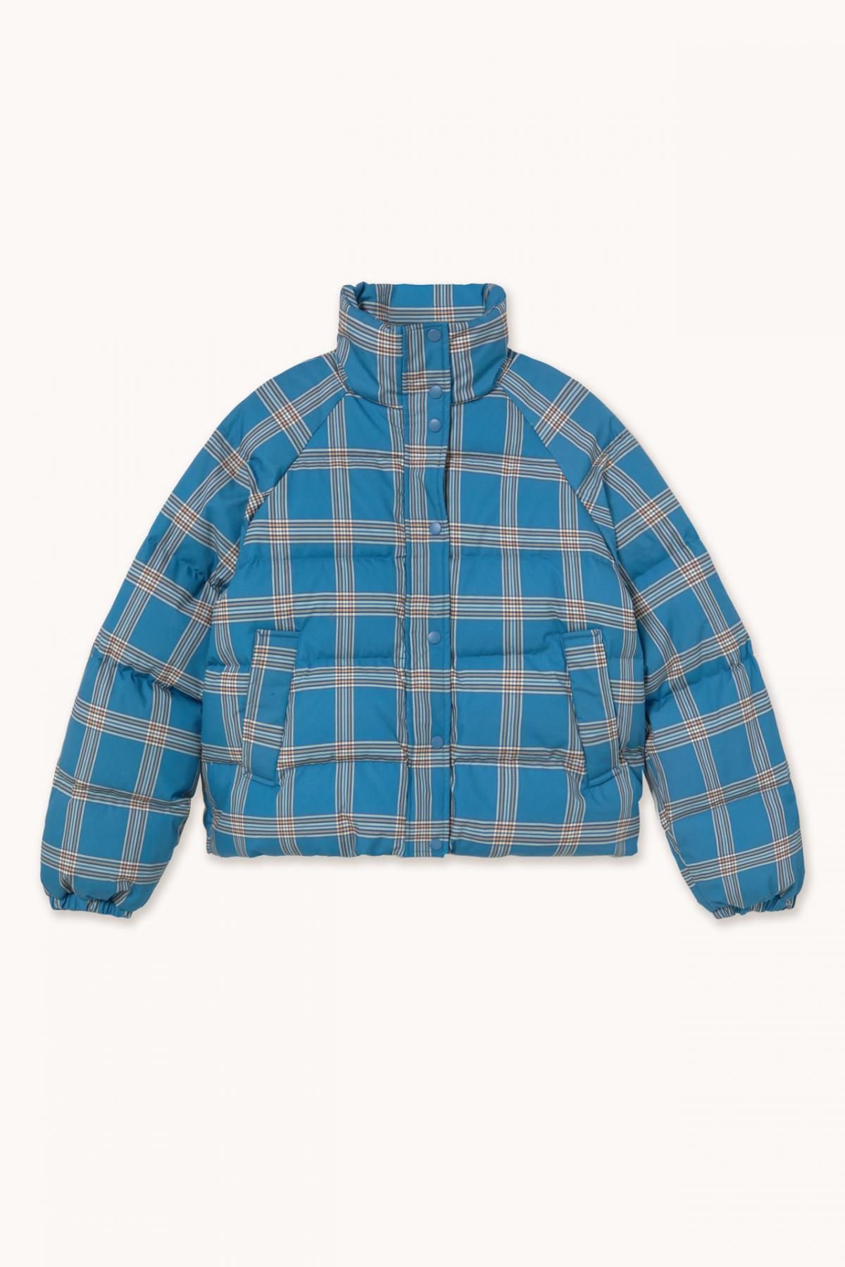 타이니코튼 체크 패턴 크롭 패딩 재킷 라이트 페트롤 블루 AW25-758-S40 ONE COLOR - 상품 이미지
