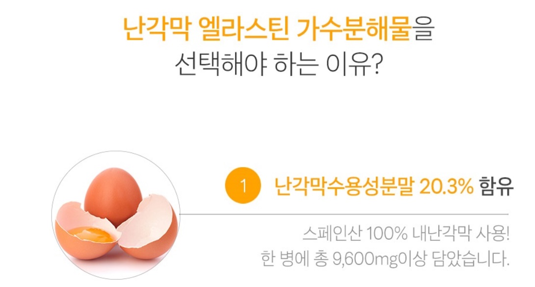 HACCP 난각막 엘라스틴 가수분해물 800mg 60정 - 상세 이미지 4