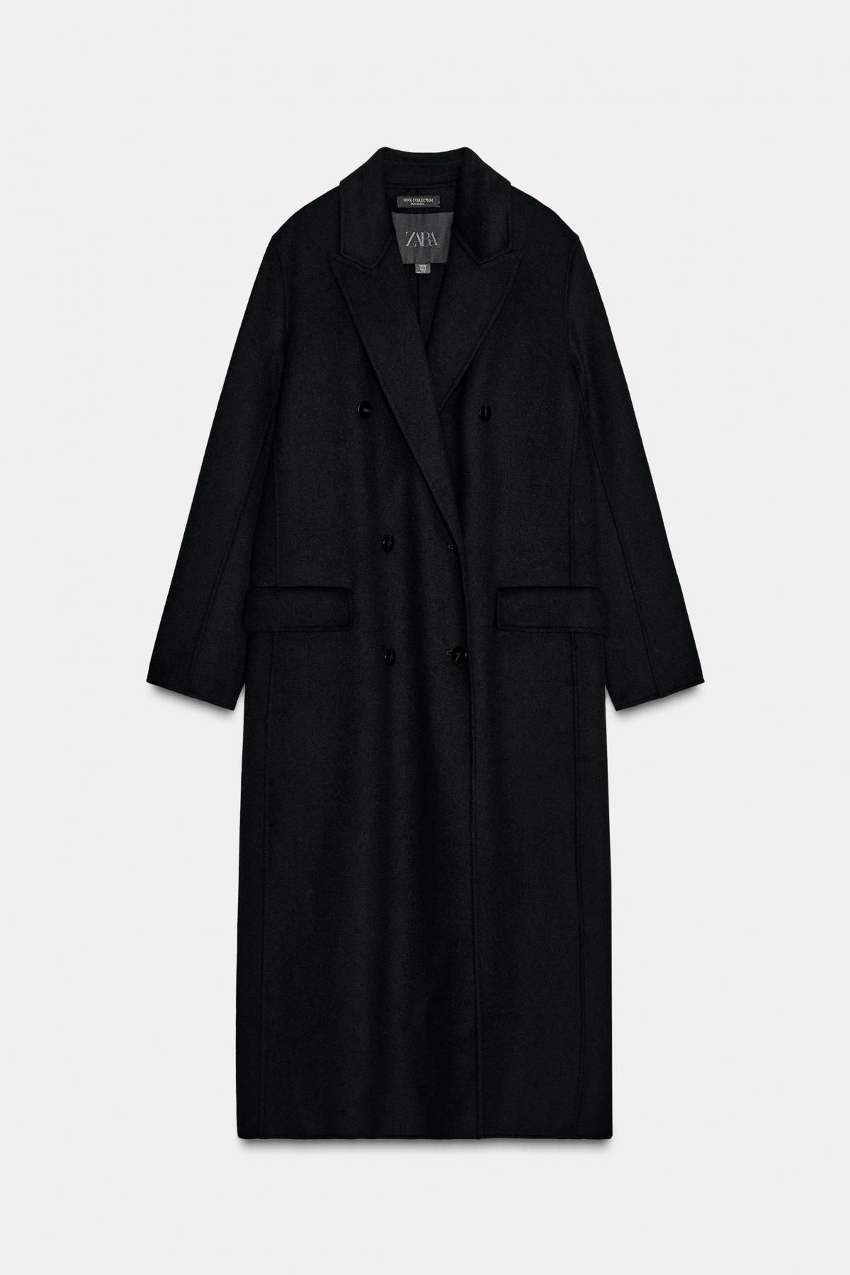 자라 한정판 프리미엄 울블렌드 더블 롱코트 7522/255 BLACK - 메인 이미지