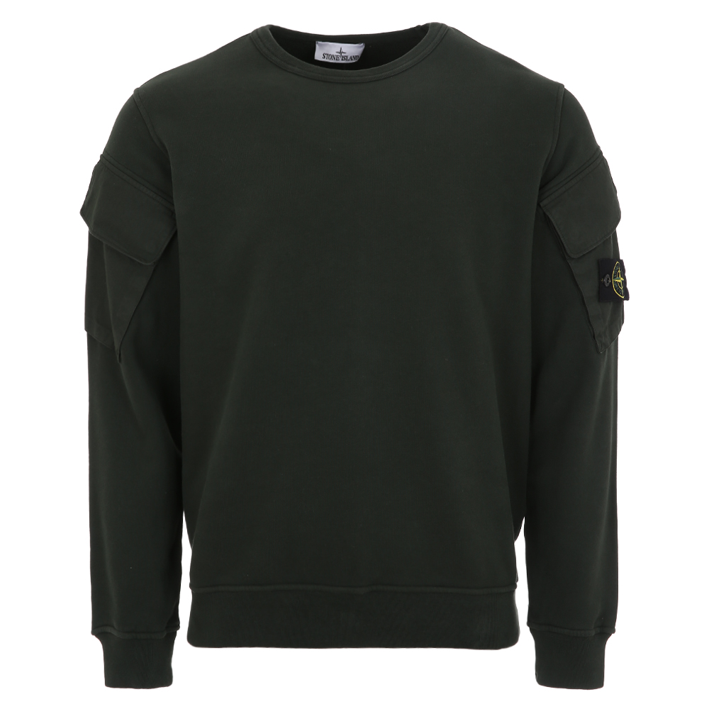 XL 스톤아일랜드 슬리브 포켓 디테일 주니퍼그린 맨투맨 K2S156100008 S0A20 V005E (2025 F/W) - 상품 이미지