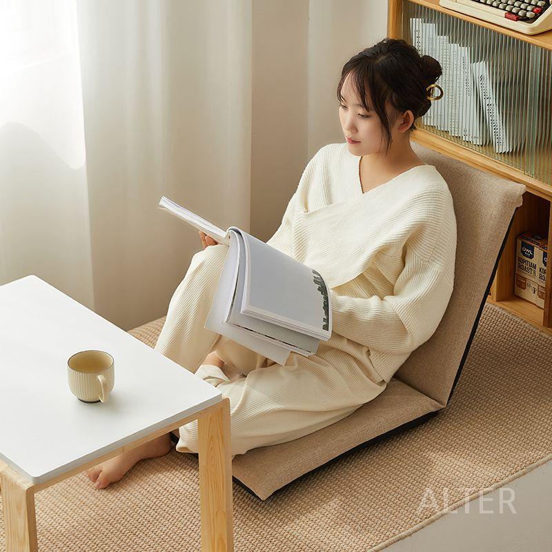 등받이 좌식 일체형 바닥 소파 발코니 인테리어 독서용 편한 의자 거실 쿠션 베이지 대형 의자 - 상세 이미지 3