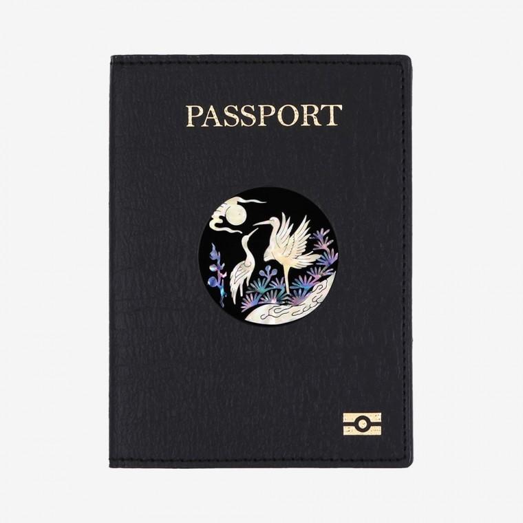 송학 나전 한지가죽 여권케이스 안티스키밍 RFID차단 해킹방지 - 상품 이미지