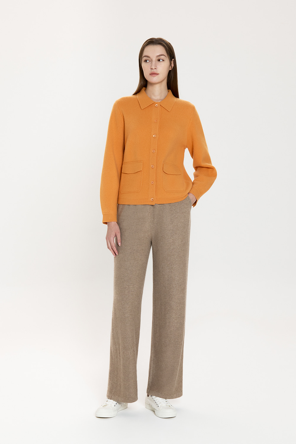 프리미엄 캐시미어 더블바지-브라운 - 상품 이미지