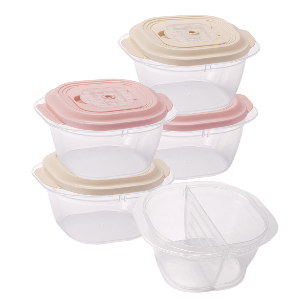 블라썸하우스 국내산 스팀홀 냉동밥 반찬통 칸막이 보관용기 4종, 650ml, 1세트 - 메인 이미지