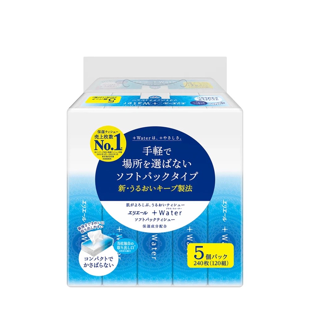아기 코편한 여행용 휴지 에리에르 플러스워터 보습 소프트팩 5개입 개당 120매, 1팩 - 상세 이미지 3