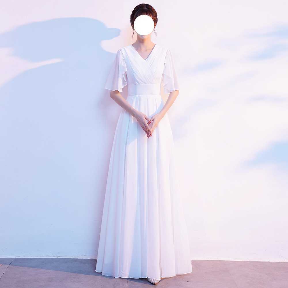 합창복 드레스 여성 무대 공연 단체 행사용 롱드레스 XS + 화이트 - 상세 이미지 4