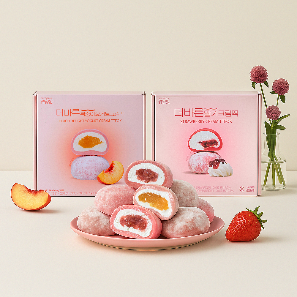 더바른 상큼 크림떡 4종 (복숭아요거트, 파베초코, 딸기, 밤) +프리미엄 쇼핑백 - 상세 이미지 2