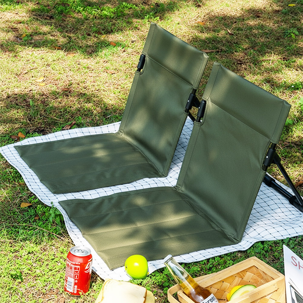 그라운드체어 캠핑 등받이 접이식 휴대용 좌식의자 로우, 카키, 2개