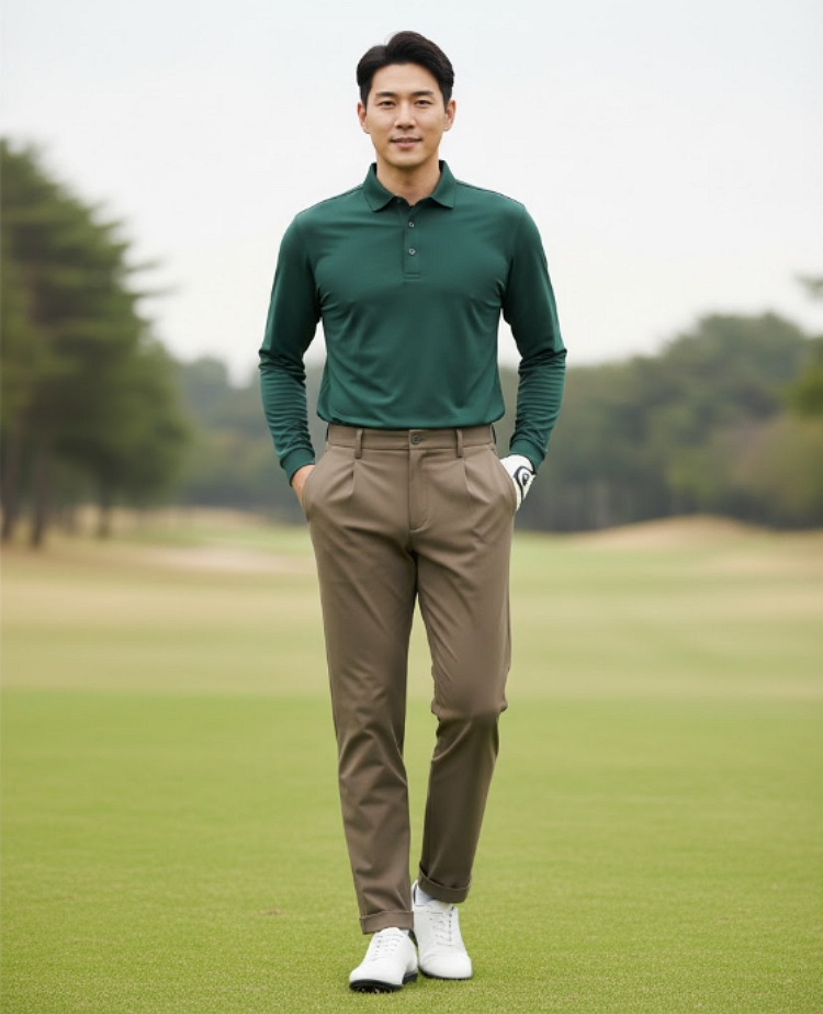 팬텀골프 남성 간절기 일상 필드룩 보온성 밑단 카브라형 골프웨어 스윙바지 - 상세 이미지 5