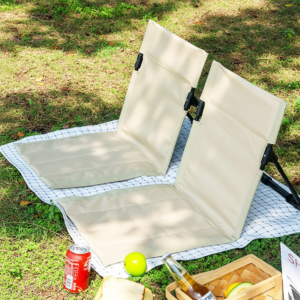 그라운드체어 캠핑 등받이 접이식 휴대용 좌식의자 로우, 베이지, 2개