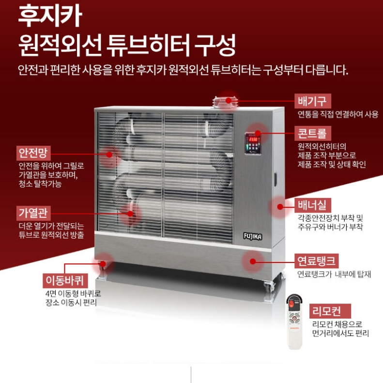 야외 현장 소형돈풍기 원적외선 곱창난로 매장 튜브히터