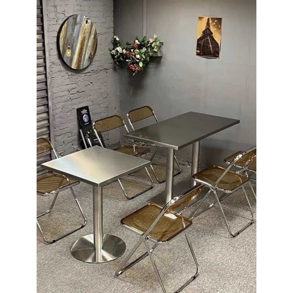 스테인리스 카페 테이블 사각 미니멀 인테리어 스틸 사각 테이블 60X74