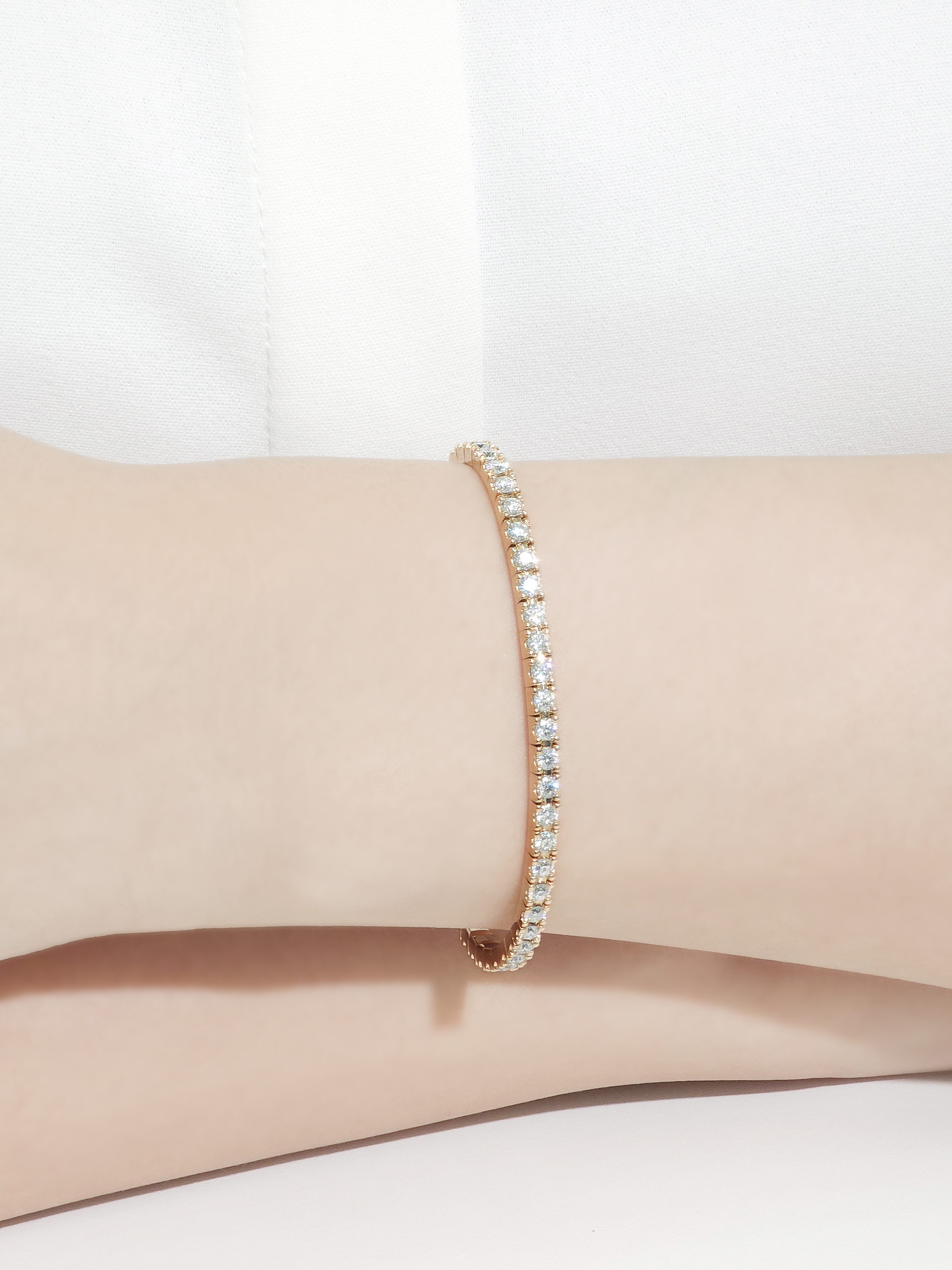 랩다이아몬드 테니스팔찌 엘라스틱 무잠금 14k 18k - 상세 이미지 5