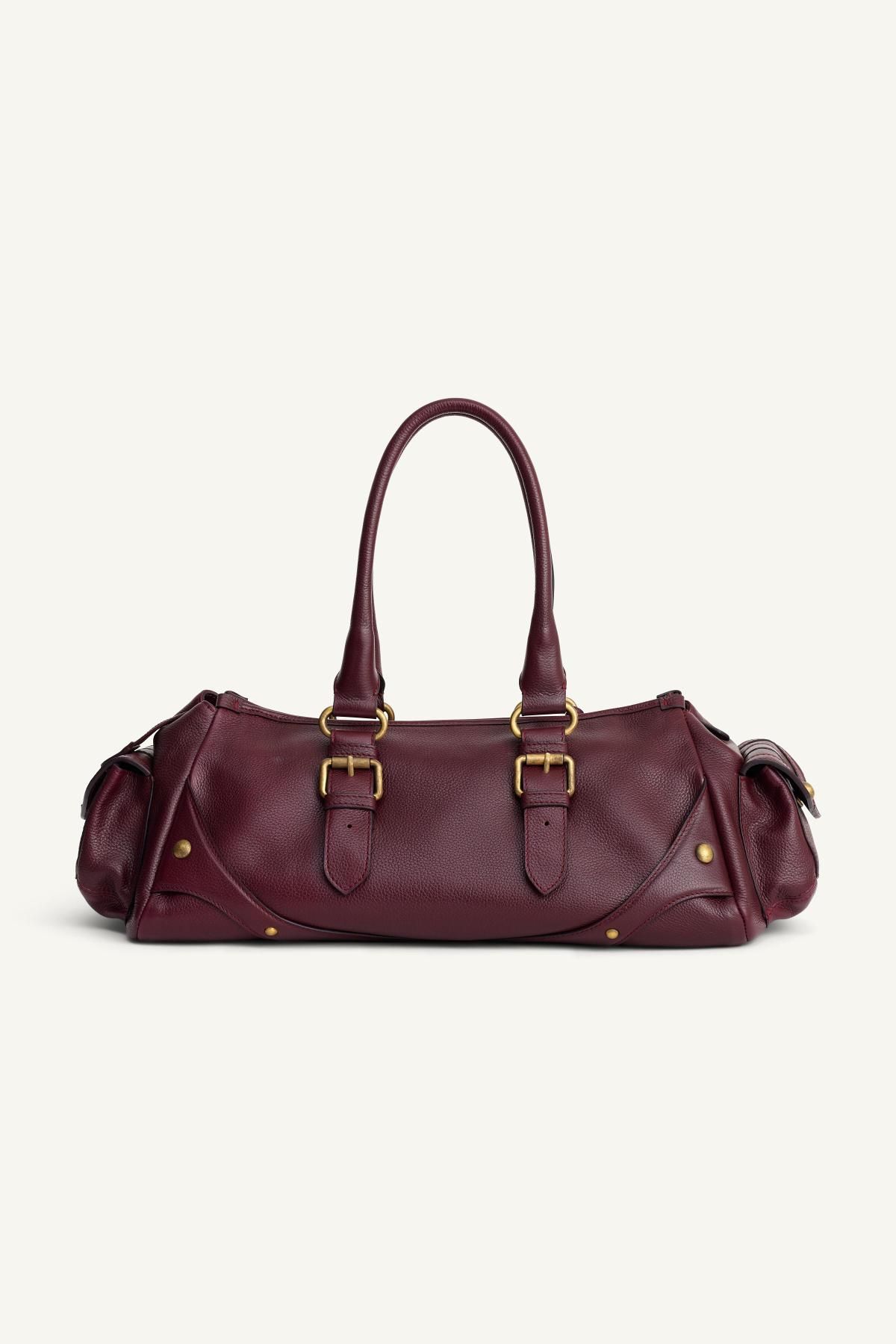 자라 한정판 프리미엄 버건디 레더 숄더백 6596/610 BURGUNDY RED - 상세 이미지 5