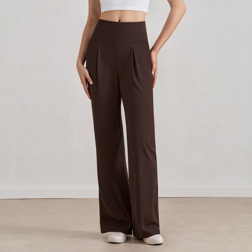 소프트터치 하이웨스트 스트레치 와이드 원턱 팬츠 - 상세 이미지 5