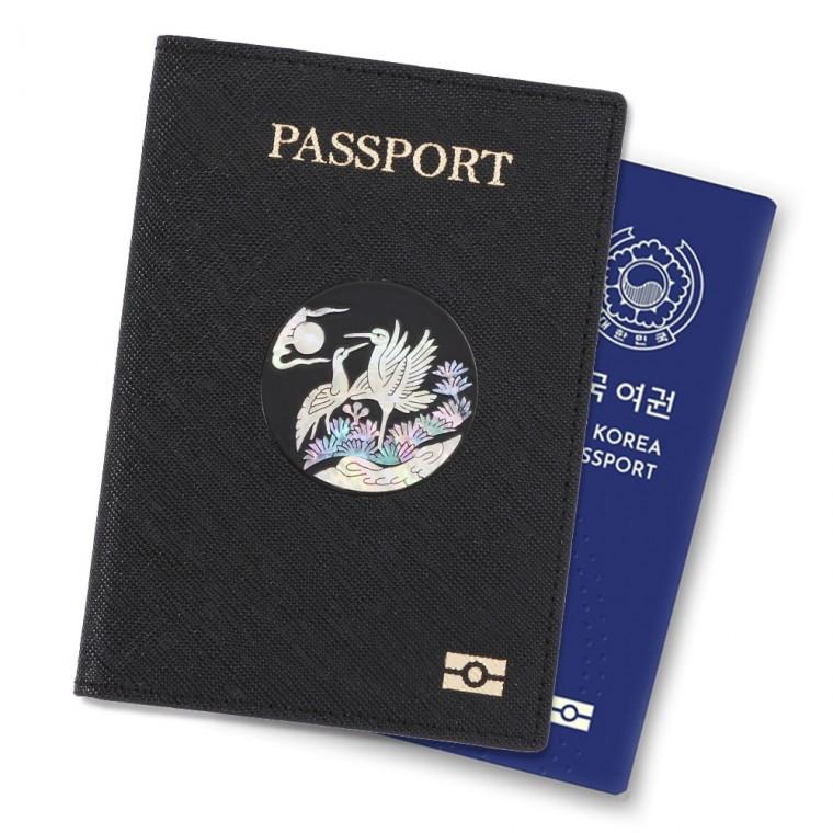송학 나전 사피아노 소가죽 여권지갑 해킹방지 카드 유심 보관 여권케이스 - 상품 이미지