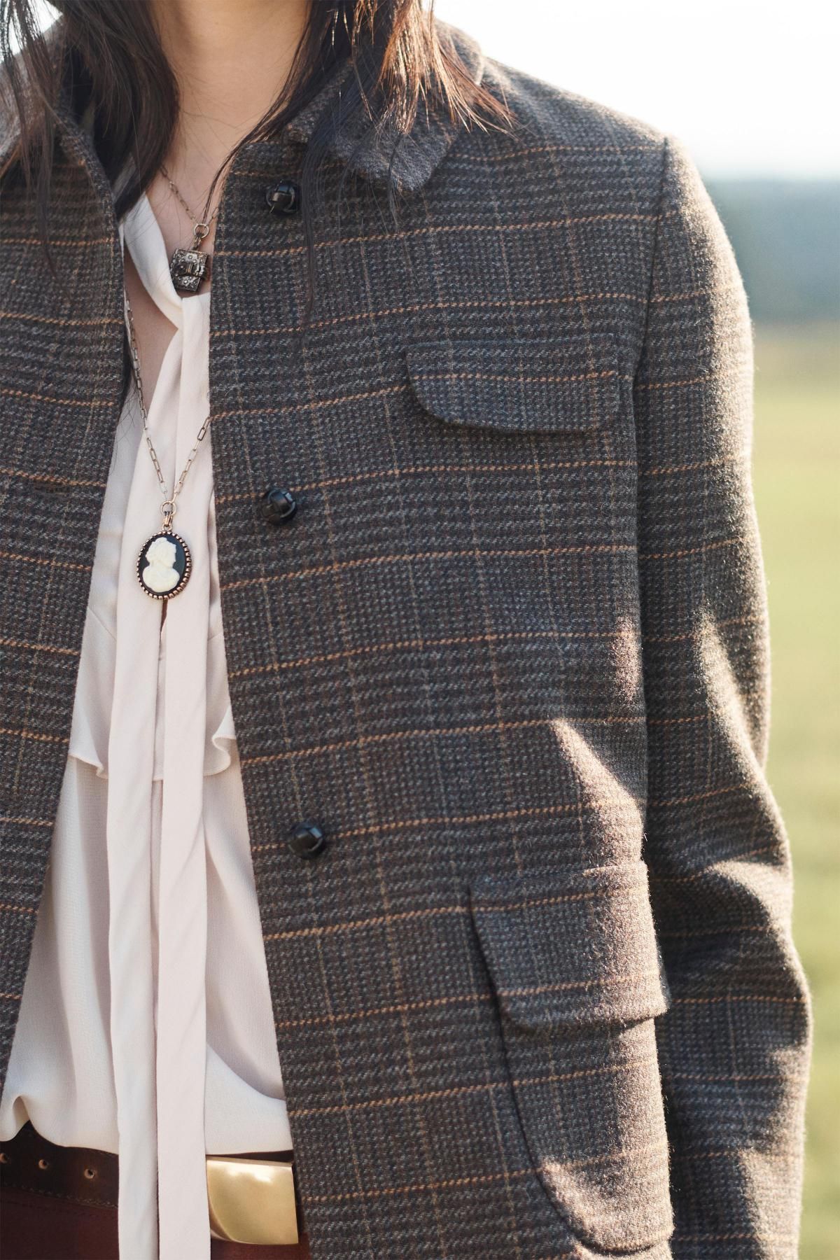 자라 한정판 체크 울 테일러드 재킷 7003/764 BROWN - 상세 이미지 3
