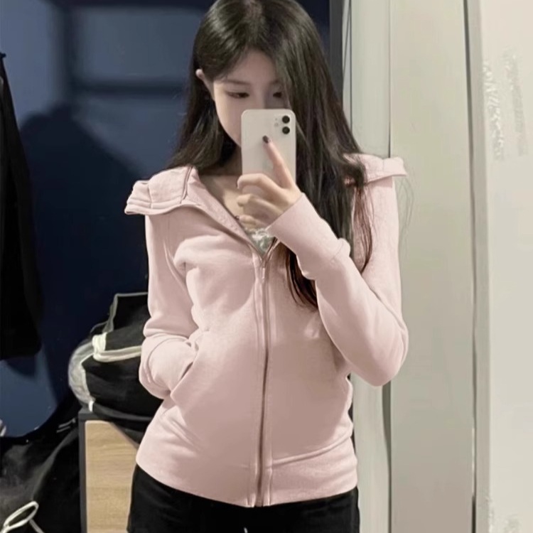 집업 니트 후드 가디건 슬림핏 집업 봄가을 캐주얼 날씬해보이는 지퍼 가디건 기모 - 상품 이미지