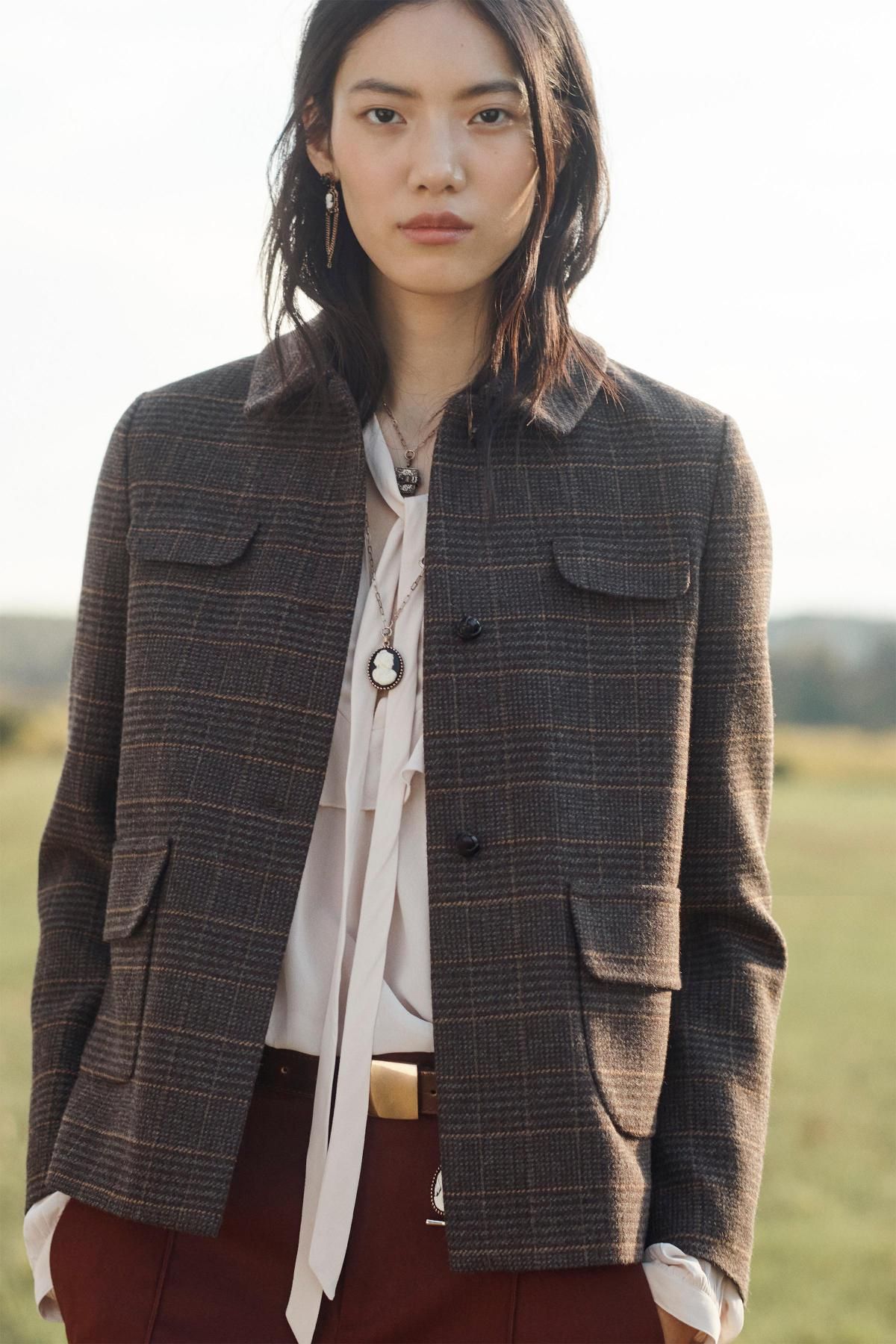 자라 한정판 체크 울 테일러드 재킷 7003/764 BROWN - 상세 이미지 2