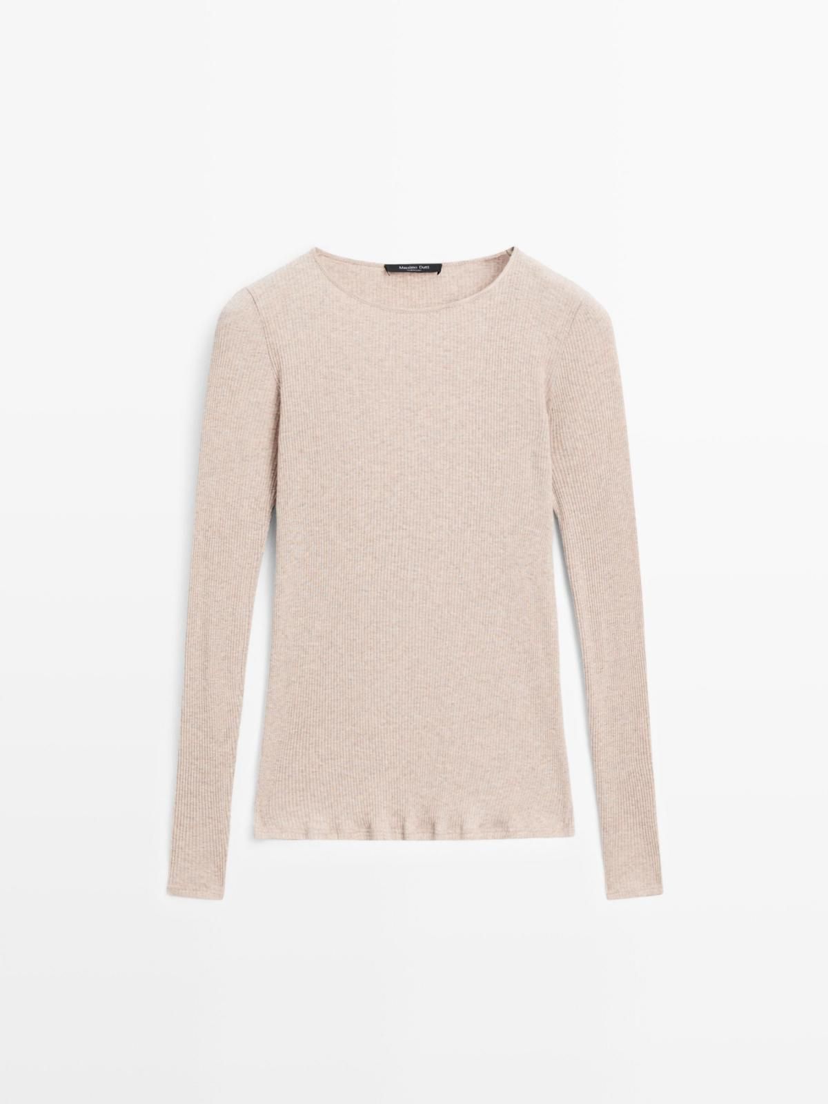 마시모두띠 베이직 골지 라운드넥 긴팔 티셔츠 6845/102 BEIGE MARL - 상품 이미지