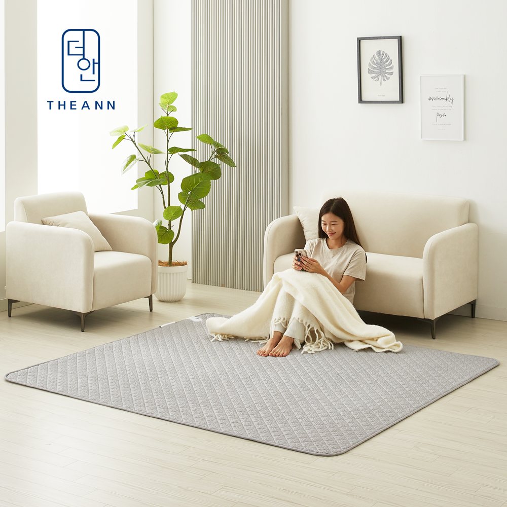 [시어서커원단] 더안 전자파없는 전기요 스마트 IOT 탄소매트 침대용 라지킹(분리난방), 180x200cm, 그레이