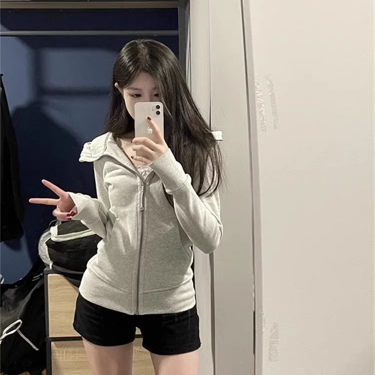 집업 니트 후드 가디건 슬림핏 집업 봄가을 캐주얼 날씬해보이는 지퍼 가디건 기모 - 상세 이미지 3