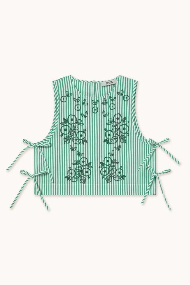 타이니코튼 스트라이프 자수 크롭 탑 SS25-672R27 ONE COLOR - 상품 이미지