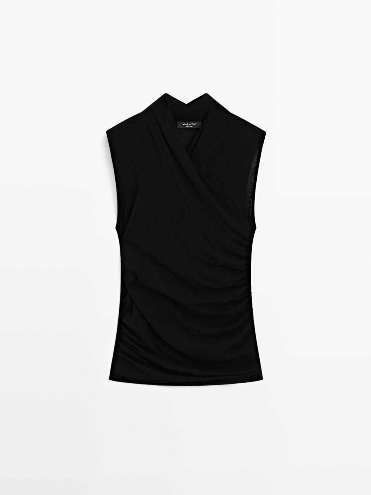마시모두띠 드레이프 민소매 하이넥 탑 6224/575 BLACK - 상품 이미지