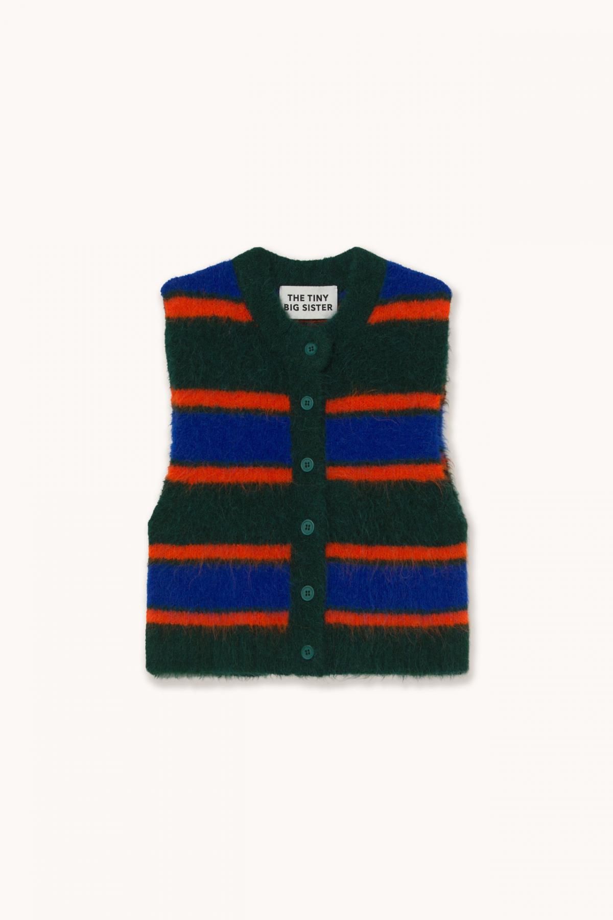 타이니코튼 스트라이프 니트 베스트 보틀 그린 AW25-665-M22 ONE COLOR - 상품 이미지