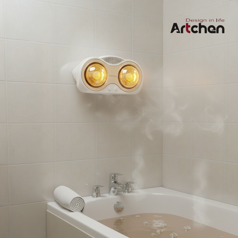 아트첸 2구 욕실히터 욕실난방기 즉열 순간난방 벽걸이형 황금램프 가정용 업소용