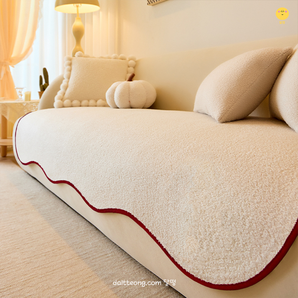 달떵 웨이브 가을 겨울 셔닐 쇼파 패드 러그 크림 돌 매트 토퍼 깔개 3인4인90x150