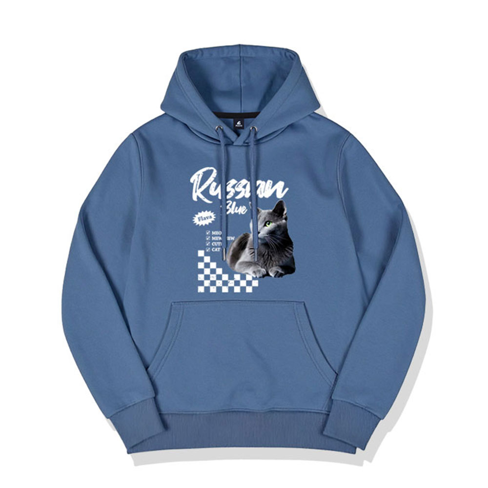 플라바 러시안블루 기모 후드티 M-4XL 빅사이즈 세미 오버핏 - 상세 이미지 2